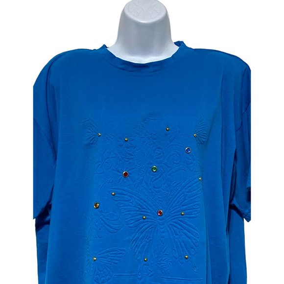 One Size-Short Sleeve With Rhinestones Butterfly/Floral Design-Offers Welcome - Picture 3 of 4